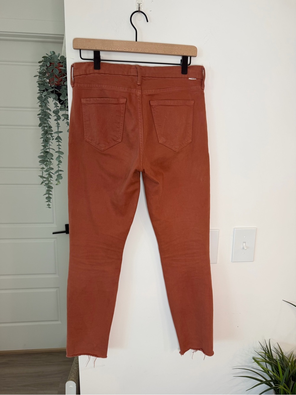 MOTHER The Looker Ankle Fray Jeans 27 Coconut Shell Rust Orange Skinny